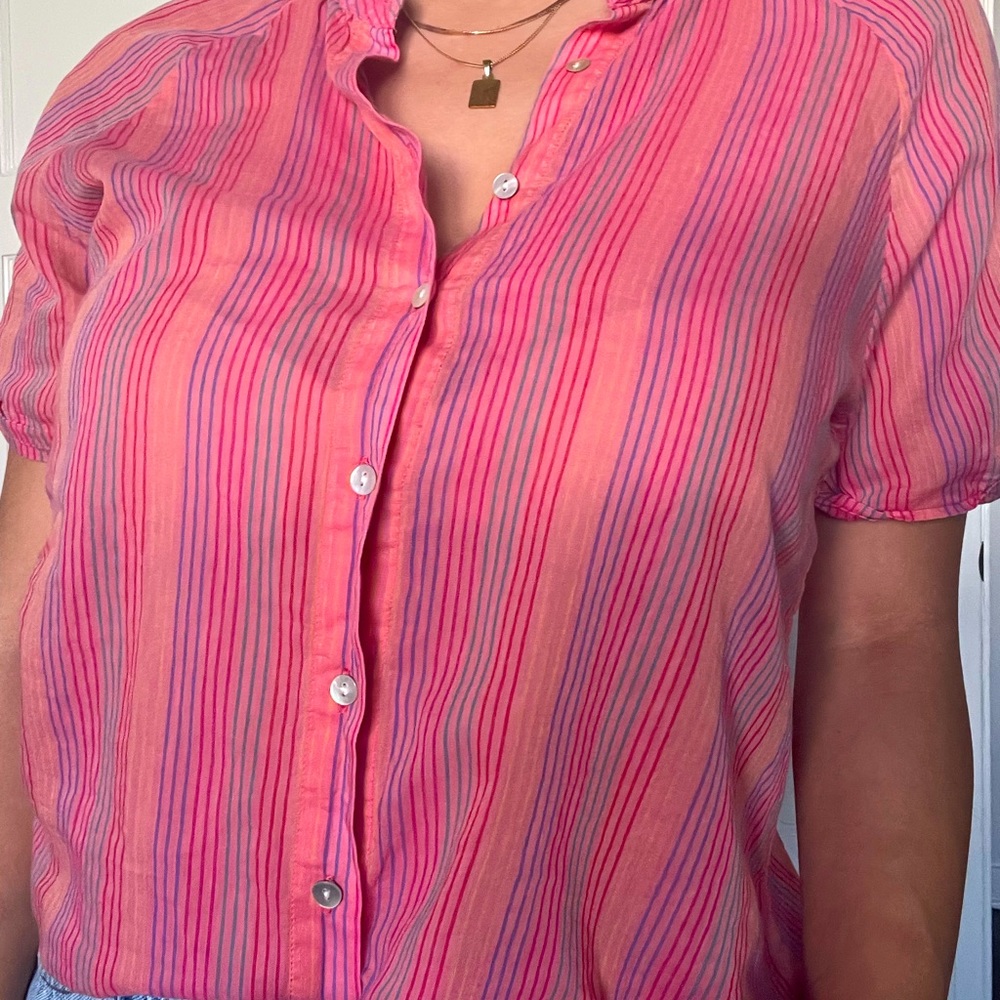 Rails rainbow stripe button up